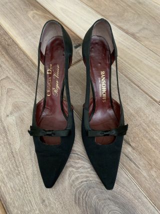Museum Rare Vintage 1960s Christian Dior Roger Vivier Black Heels Shoes