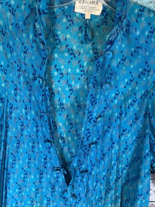 Vtg RAKSHA Hindimp Of London India gauze silk maxi dress Sheer Boho Festival 3