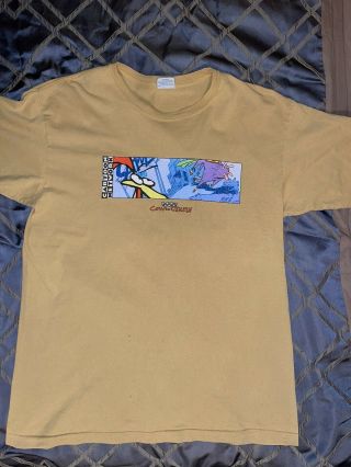 Rare Cow And Chicken Cartoon Network Box Logo Graphic T - Shirt Adult Size: L/xl