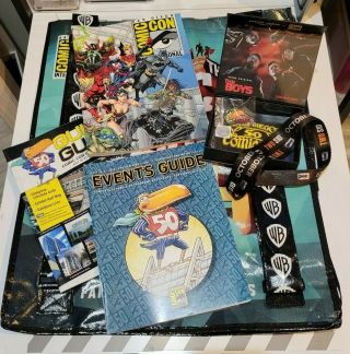2019 San Diego Comic Con 50th Anniversary Box,  Pin,  Booklet,  Bag,  Lanyard