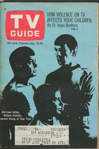 Vintage Aug 24 1968 Tv Guide Star Trek Cover Pittsburgh Edition