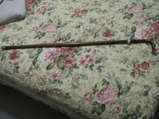 Vintage Walking Cane With Hidden Sword Brass Handle And Tip Full Length Wow L@@k