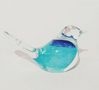 Aqua Small Bird Of Happiness - Hand Crafted Colourful Glass Bird Eamonn Vereker