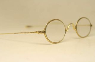 Unique Etched Solid 14k Gold Authentic Vintage Eyeglasses Antique Spectacles 2