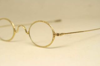 Unique Etched Solid 14k Gold Authentic Vintage Eyeglasses Antique Spectacles 4