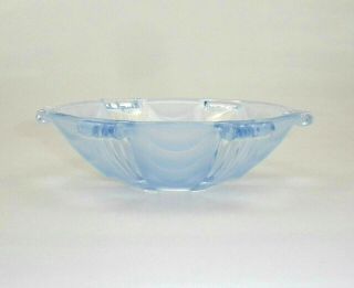 Vintage Art Deco Blue Frosted Glass Serving Bowl