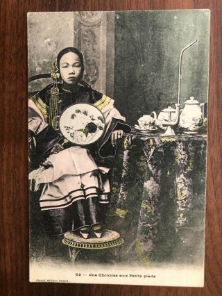 China Old Postcard Chinese Girl Woman To France