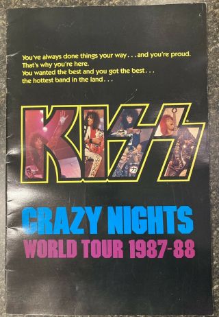 Kiss " Crazy Nights " 1987 - 1988 Oversized Tour Book With Ticket Stub From The Show