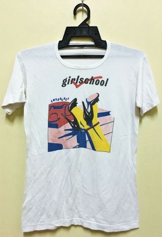 Vintage 1980 Girlschool Emergency Rock Metal Tour Concert T - Shirt Motorhead