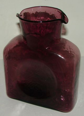 Blenko Amethyst Purple Double Spout Glass Carafe Pitcher