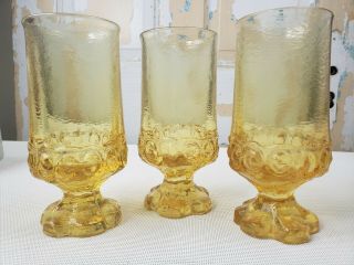 Set Of 3vintage Tiffin Franciscan Madeira Cornsilk Yellow Footed Water Goblet 6 "