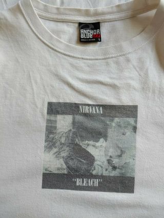 Rare Authentic Vintage ANCHOR BLUE NIRVANA Kurt Cobain Shirt Bleach 90s Sz Large 2