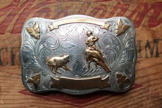 Vtg Irvine Jachens Sterling Silver Cowboy Calf Cutting Arrow Western Belt Buckle