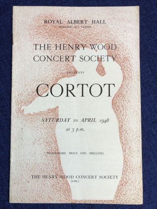Alfred Cortot Piano Recital Concert Programme Royal Albert Hall 1948