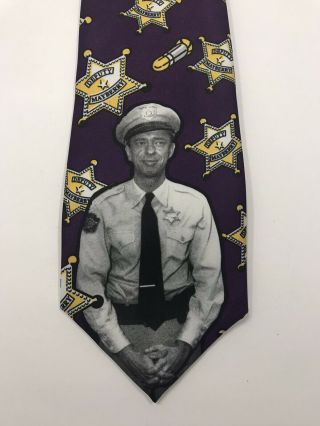 Andy Griffith Show Tie Barney Fife Don Knotts Tv Series 100 Silk Purple 1992