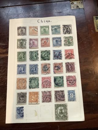 Album Page Of Very Old Chinese Stamps