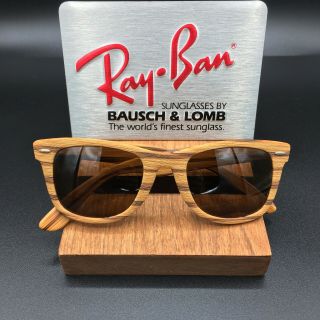 Vintage Ray Ban Bausch And Lomb Pinewood Woodies Wayfarer B15 Brown Lens 5022