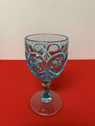 Red Cliff Aqua Blue Goblet Glass By Fenton