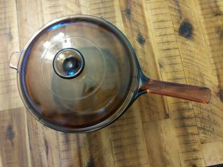 Corning Pyrex Vision Ware 2.  5 L Liter Amber Glass Sauce Pan With Lid (v 2.  5 - C)
