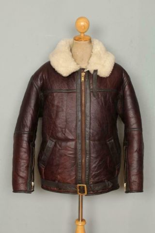 Vtg Wwii Style Irvin Raf B - 3 Sheepskin Leather Flight Jacket Xlarge
