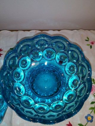 L.  E.  Smith Moon and Stars blue candy dish,  5.  5 ins tall, 3