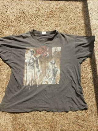 Vintage Death Human Shirt 1992 European Tour Xl Cannibal Corpse Obituary Slayer