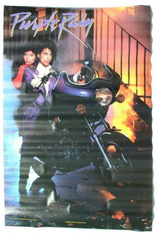 Vintage 1984 Prince Purple Rain Warner Bros.  Movie Poster 33 1/2 X 22