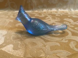 Fenton Blue Iridescent Carnival Glass Cardinal Bird Figurine