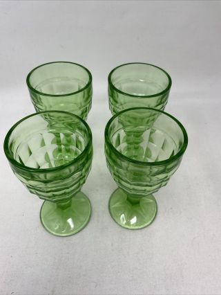 4 Anchor Hocking BLOCK OPTIC GREEN Wine Glass Goblets 2