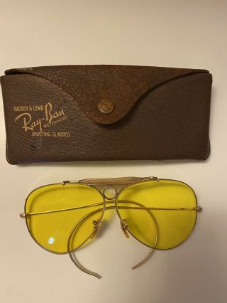 Vintage Ray Ban Bausch And Lomb Aviator Shooting Glasses 1/10 12k Gf
