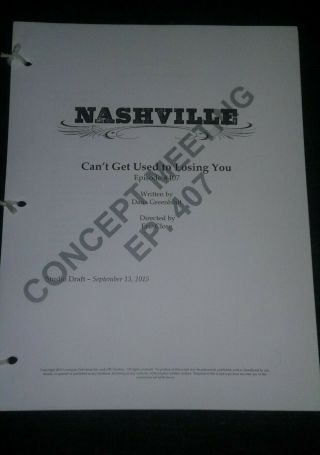 Nashville Tv Show Production Script Studio Draft Concept Meeting Ep407