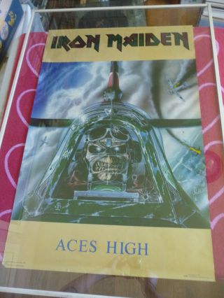 Vintage 1985 Iron Maiden " Aces High " Poster 22 " X 34 " Funky 3021