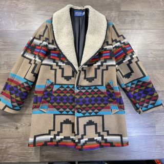 Vtg Pendleton Western Wear Wool Mens Coat Usa Southwest Aztec Sz 42
