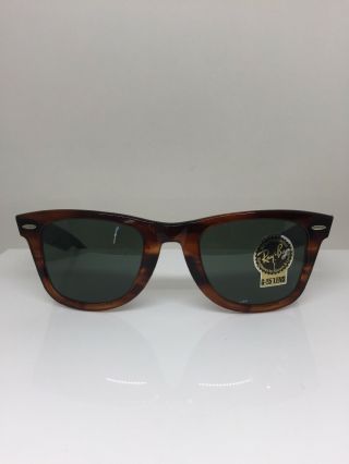 Vintage B&l Ray Ban Wayfarer L2053 C.  Mock Tortoise 50mm Sunglasses Usa Nos