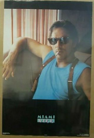 Vintage Miami Vice Don Johnson 1984 Poster Pin Up 21 " Wide Rolled