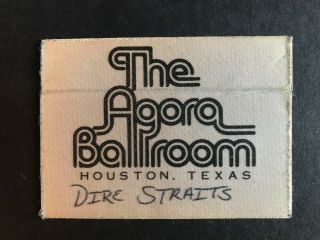 Dire Straits Unpeeled Backstage Pass - Agora Ballroom,  Houston Tx 11/4/80