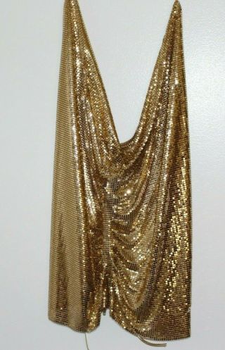 Whiting And Davis Vintage Gold Metal Mesh Open Back Halter Top Small