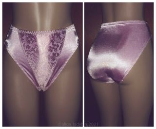 Gorgeous Vintage Satin Stretch Hi - Leg Brief Panty Silky Pink Shiny Nwt M/6