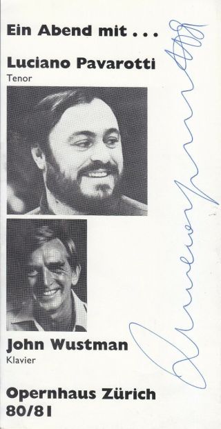 Autographed Opera/recital/concert Programme 1981 Luciano Pavarotti Zurich