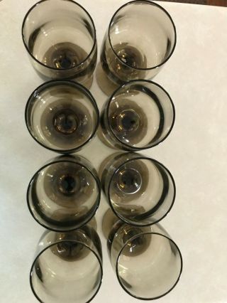 Set of 8 Vintage Libbey Tawny Accent Brown Stemmed Wine Glasses 5 