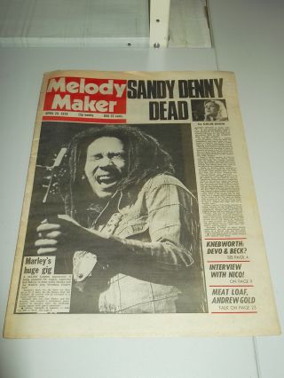 Melody Maker 1978 April 29 Bob Marley Sandy Denny Meatloaf