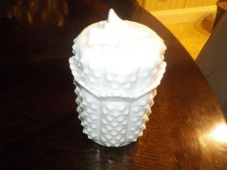 Fenton Hobnail White Milk Glass Covered Jam Box/jar (no.  3600) Hard To Find