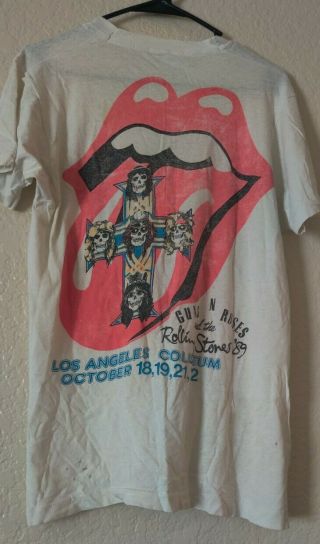 Vintage 1989 Rolling Stones Guns And Roses Steel Wheels Tour Shirt