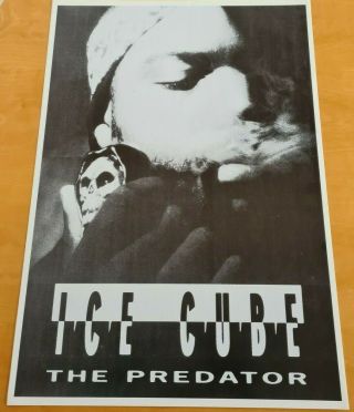 Vtg Poster Ice Cube The Predator Rap Icon Skull Gangster 24 X 33 " Deadstock