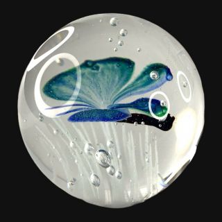 Dynasty Gallery Art Glass Small Paperweight Blue Butterfly 2”t