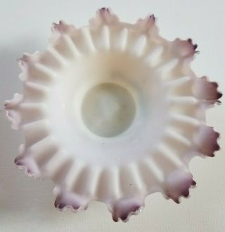Antique Purple Amethyst Ruffle White Milk Glass Liner Dish Only For Bride Basket