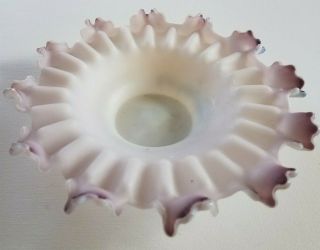 Antique Purple Amethyst Ruffle White Milk Glass Liner Dish only for Bride Basket 2