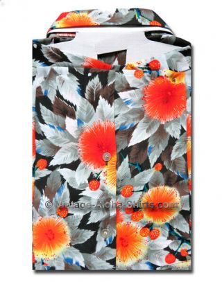 DEADSTOCK 1950 ' s PILGRIM RAYON Vintage Hawaiian Aloha Shirt floral LARGE NOS 6