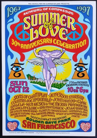 Summer Of Love Poster 30th Anniversary 1997 Gary Grimshaw
