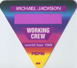 Michael Jackson 1988 Bad Tour Backstage Pass Crew